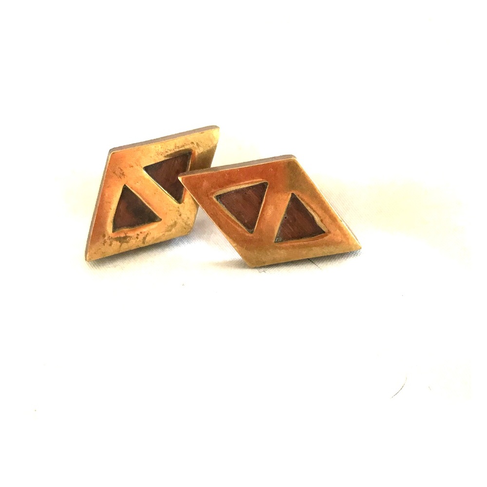 Wood and metal earrings